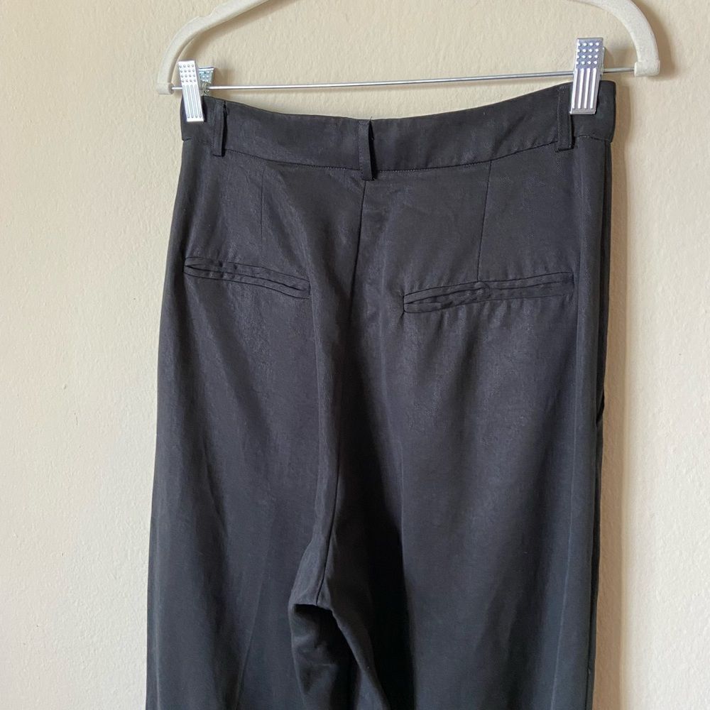 Reformation Petites Mason Wide Leg  Black Pants Straight Size 4 - Picture 11 of 13
